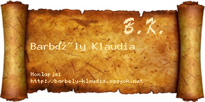 Barbély Klaudia névjegykártya
